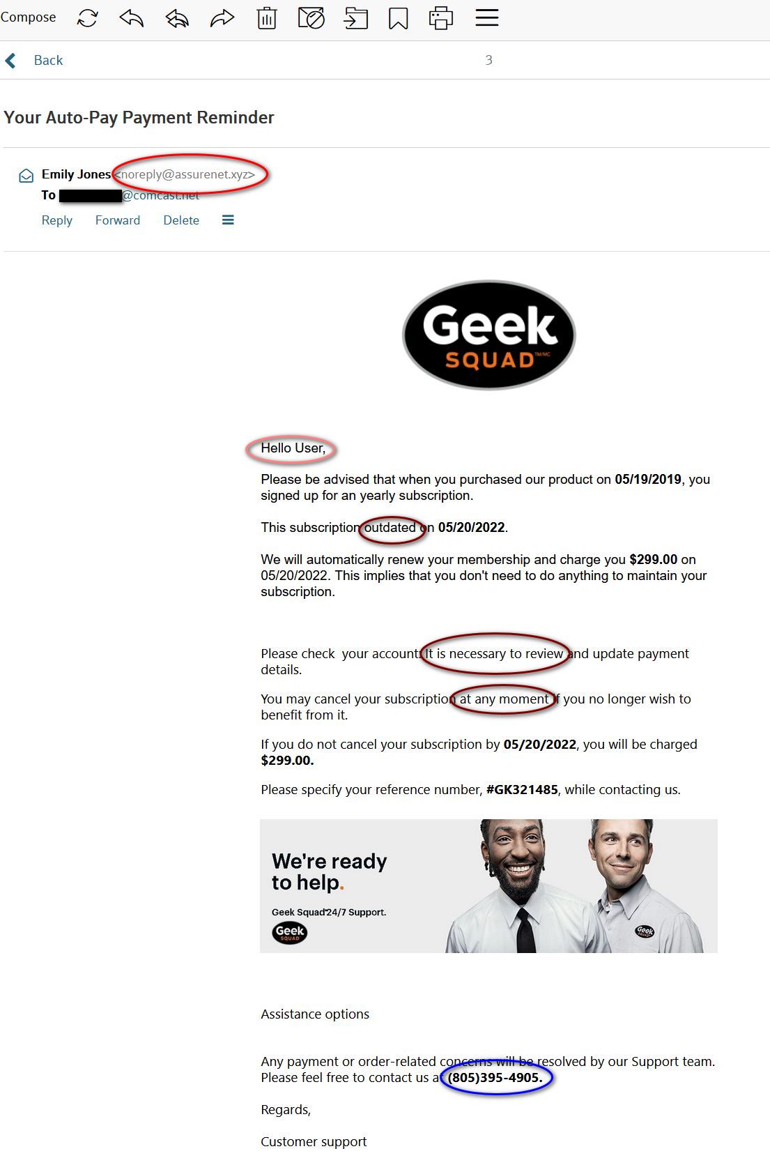 Example of scam email