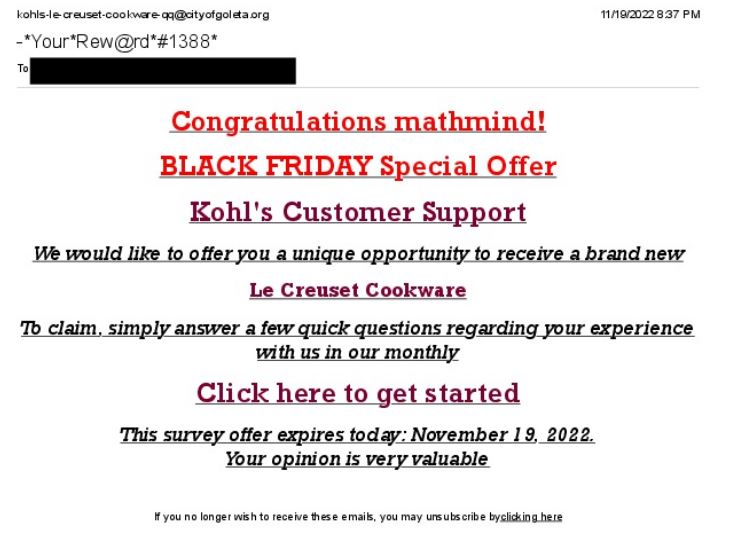 Example of scam email