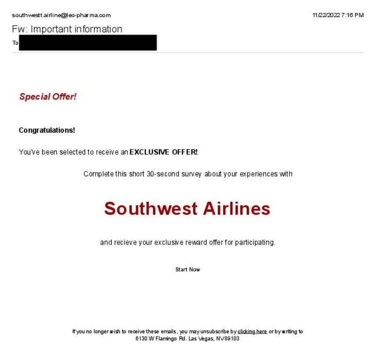 Example of scam email