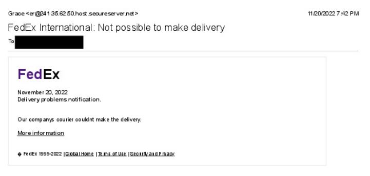 Example of scam email
